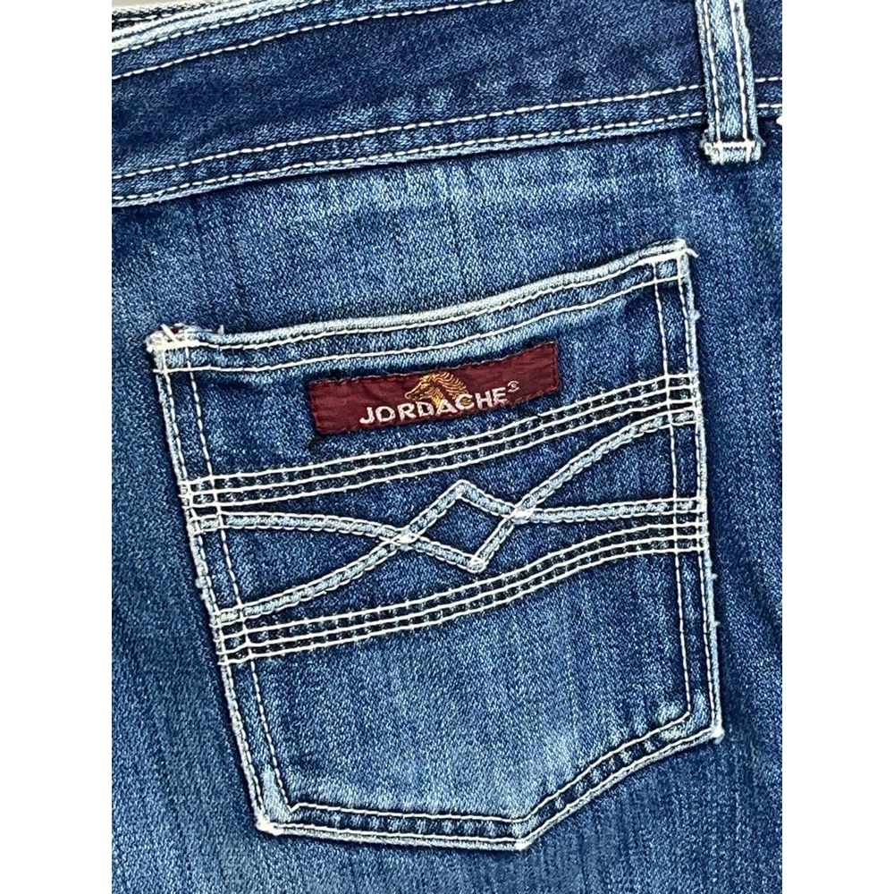 Vintage Jordache Women's Blue Denim Straight Bootcut Frayed Hem Jeans 32 L - Picture 3 of 13